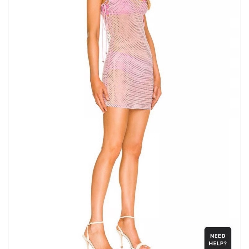 For Love and Lemons Pink Crystal Mesh Tank Dress